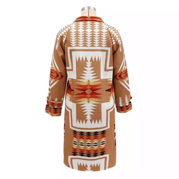 SOLD OUT Western Boho Tribal Camel Button Up Peacoat Coat - Picture 7 of 7
